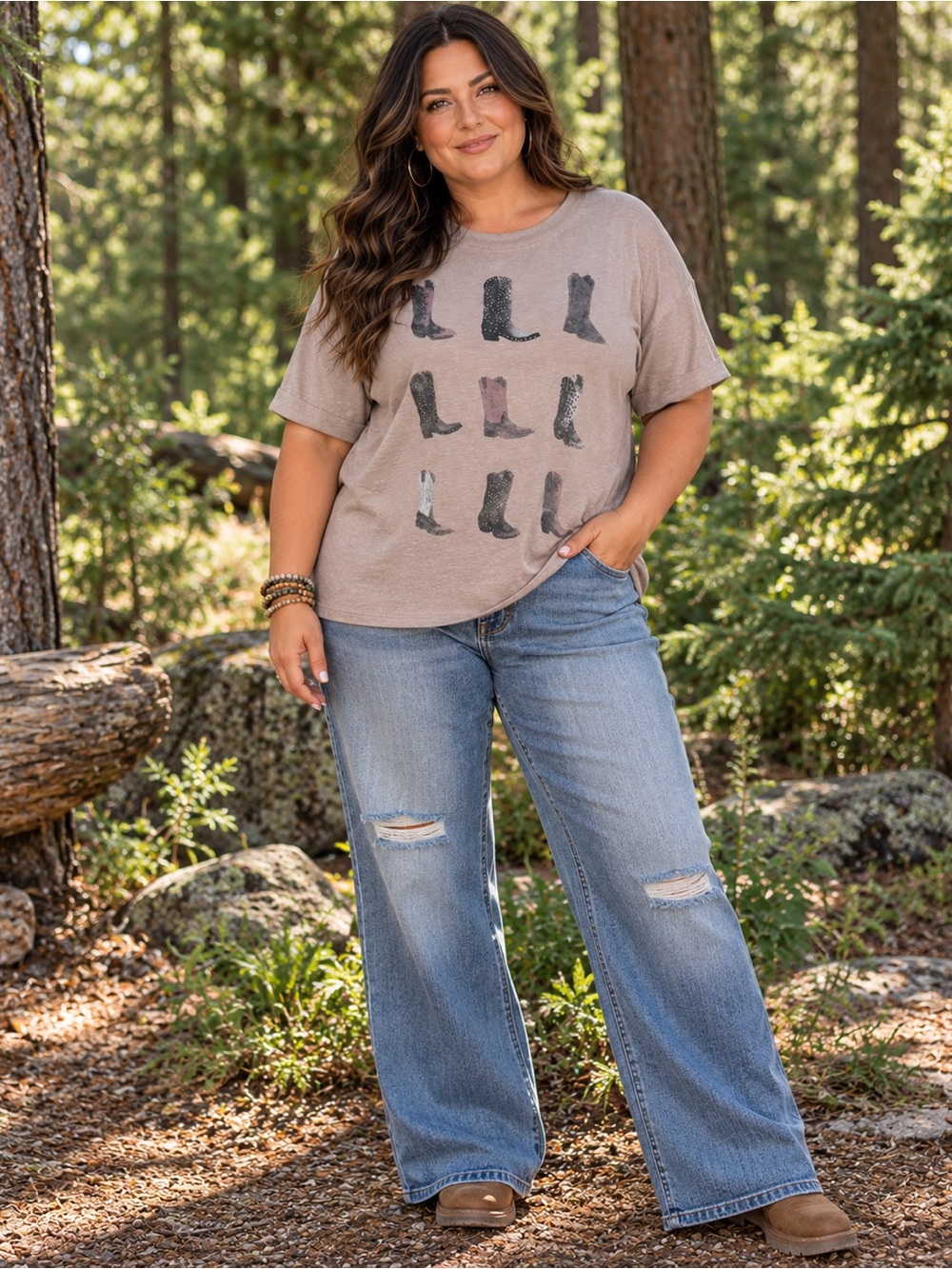 Graphic Tee Maurice’s Cowboy Boots Tan Country – Size 1X